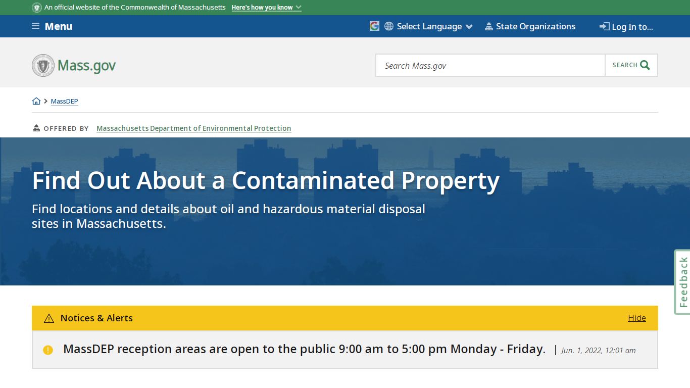 Find Out About a Contaminated Property | Mass.gov